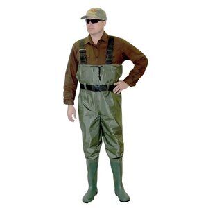 Caddis Wading Systems PVC Fishing Chest Waders Size 13 Green Unisex Outdoors
